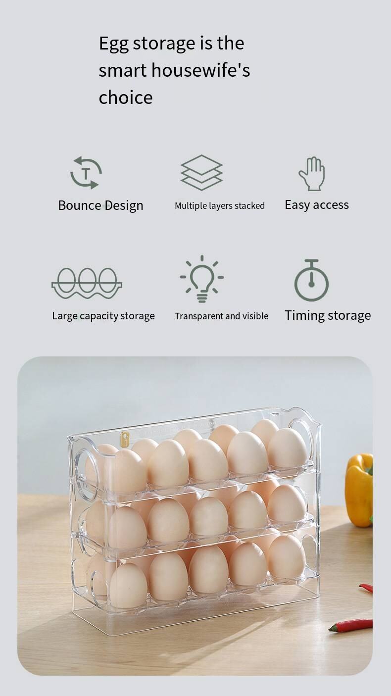 Egg storage box refrigerator side door kitchen fresh-keeping arrangement storage artifact put eggs automatically turn up manufacture