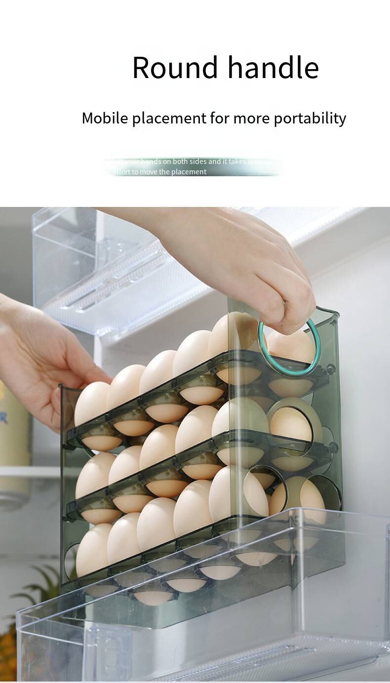 Egg storage box refrigerator side door kitchen fresh-keeping arrangement storage artifact put eggs automatically turn up manufacture