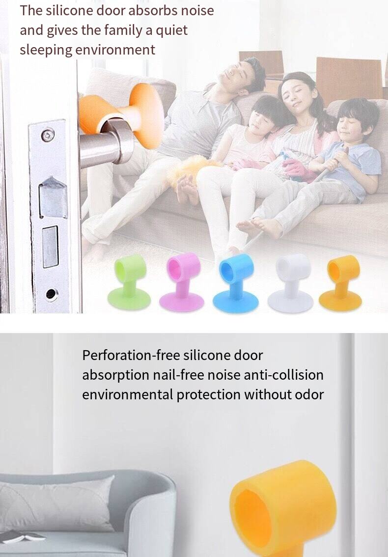 Door suction Punch free silicone door top anti-collision door stop window handle  cup anti-collision mat details