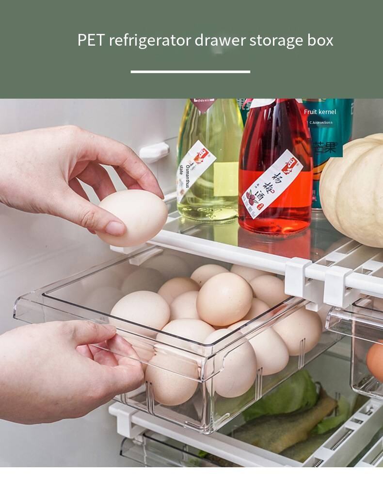 Drawer type telescopic refrigerator storage box kitchen food food compartments storage fresh-keeping frozen storage supplier