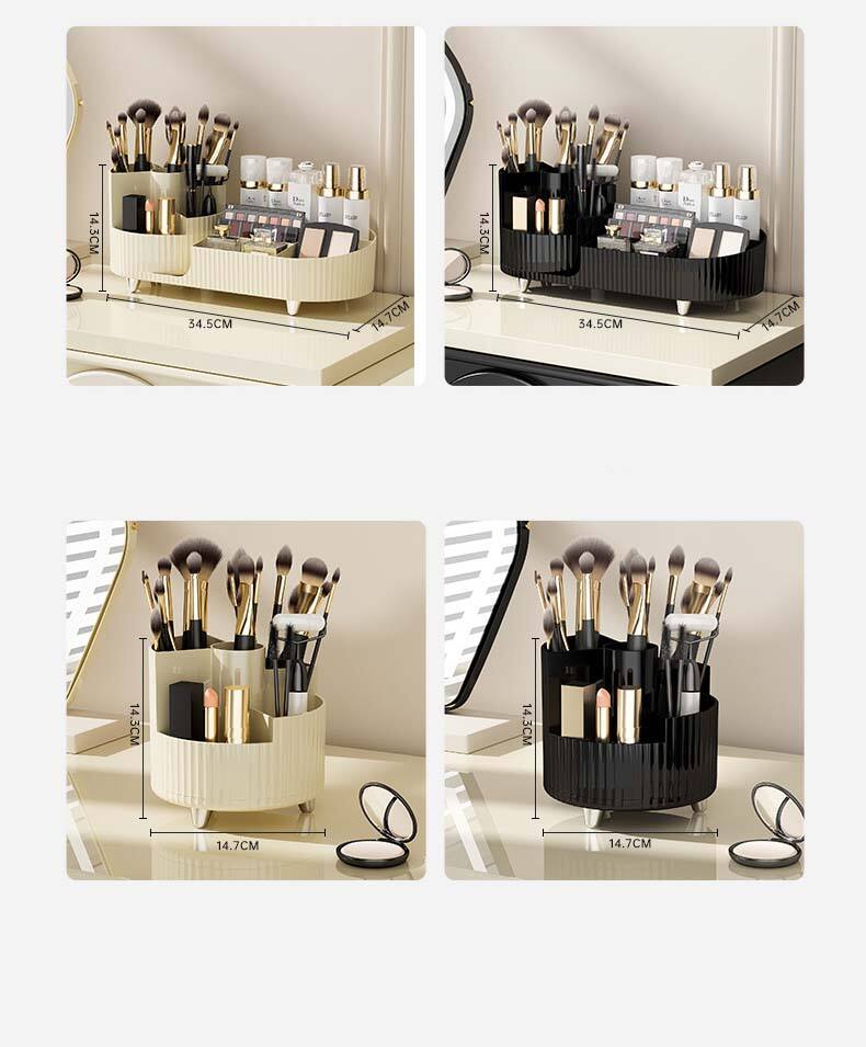 Cosmetics storage box Rotating pen holder Vanity table desktop large capacity makeup brush lipstick eyeshadow powder puff shelf factory