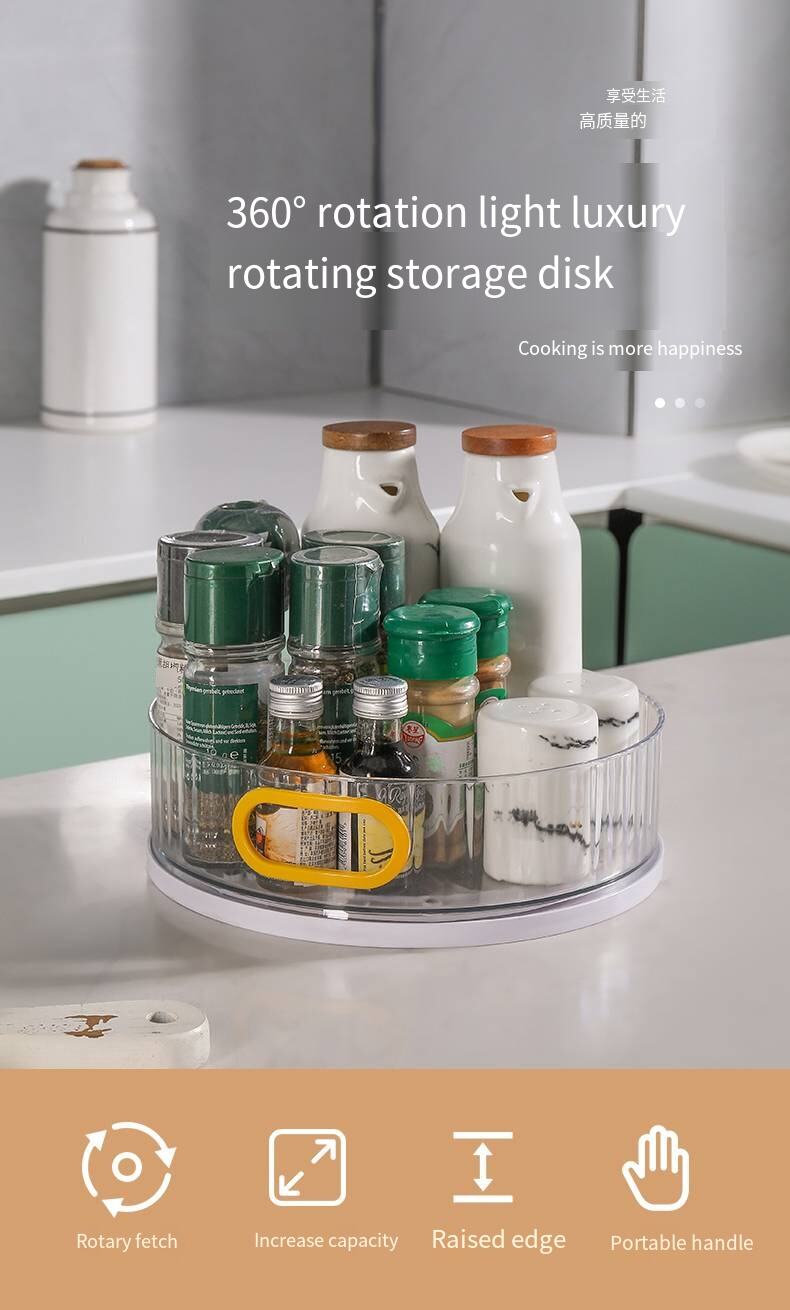 Rotating shelving multi-purpose turntable household kitchen seasoning storage rack light luxury storage tray factory