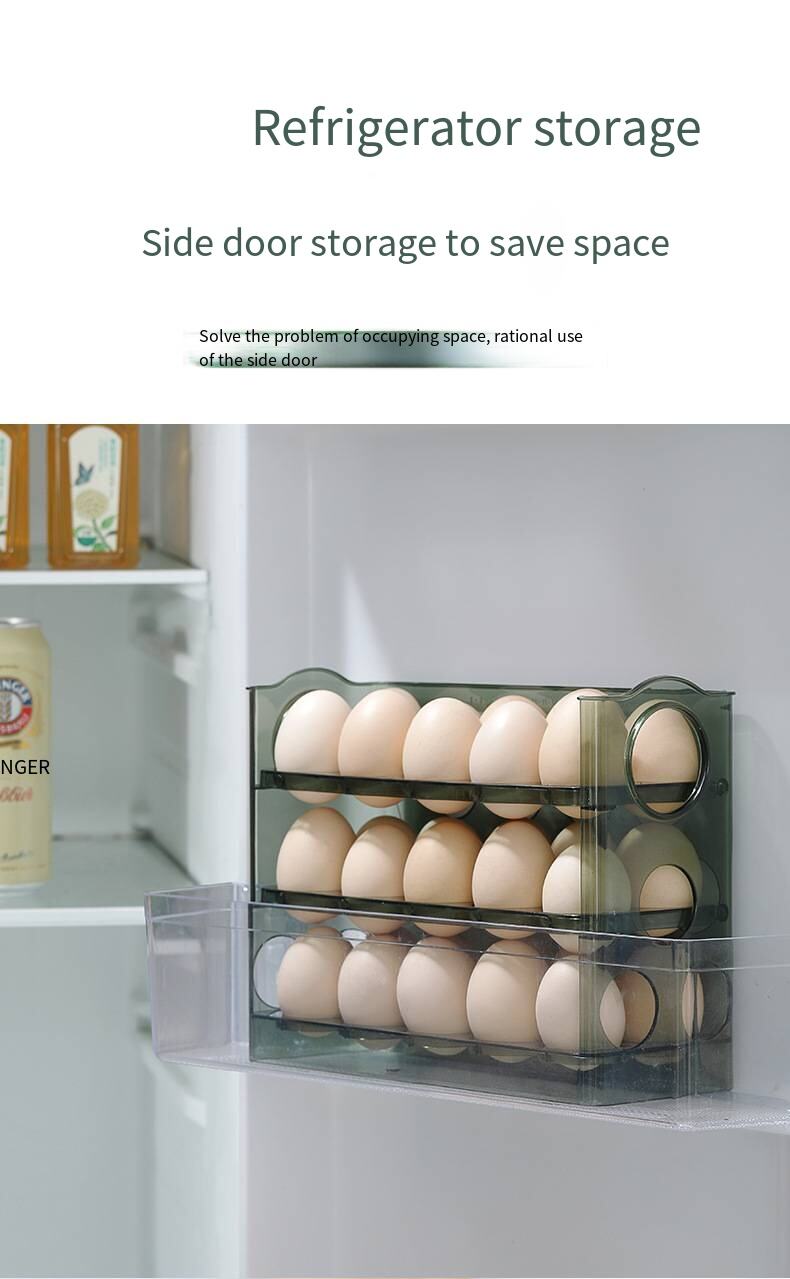 Egg storage box refrigerator side door kitchen fresh-keeping arrangement storage artifact put eggs automatically turn up supplier