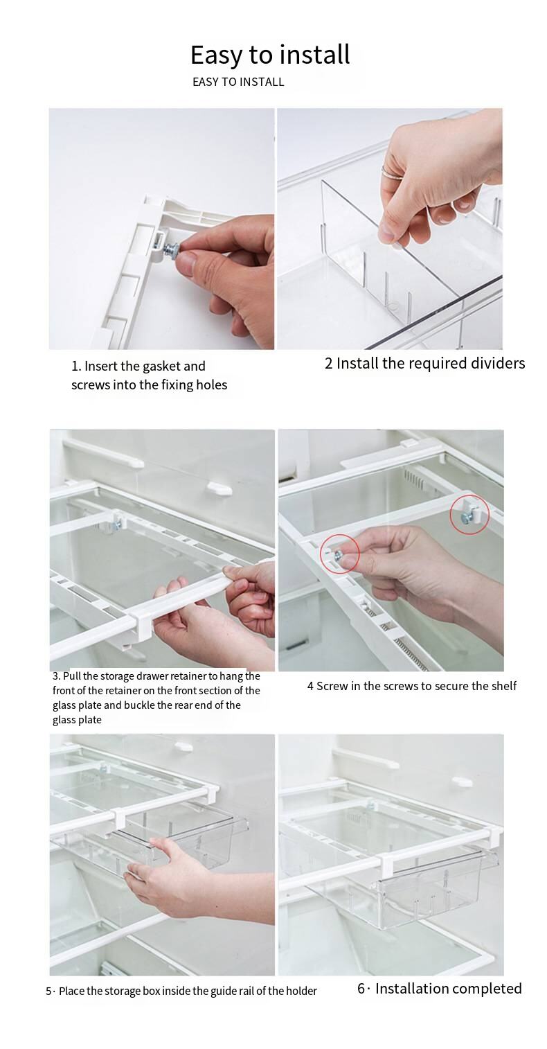 Drawer type telescopic refrigerator storage box kitchen food food compartments storage fresh-keeping frozen storage manufacture