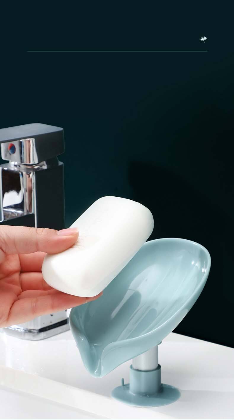 Soap shelf household perforation-free suction cup type leaf drain soap rack no water storage artifact details