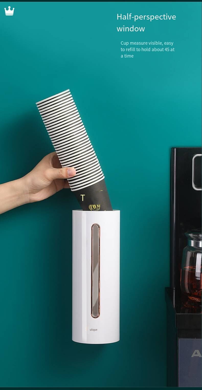 Disposable cup holder automatic cup extractor perforation-free wall-mounted dust-proof paper cup holder water dispenser storage details