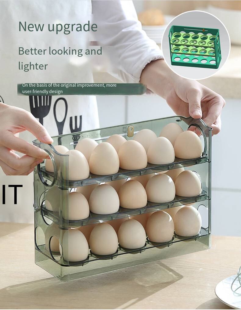 Egg storage box refrigerator side door kitchen fresh-keeping arrangement storage artifact put eggs automatically turn up factory