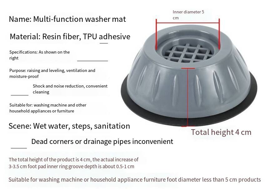 Washing machine foot mat shockproof dynamic pad roller wave wheel universal increase anti-skid moisture-proof base details