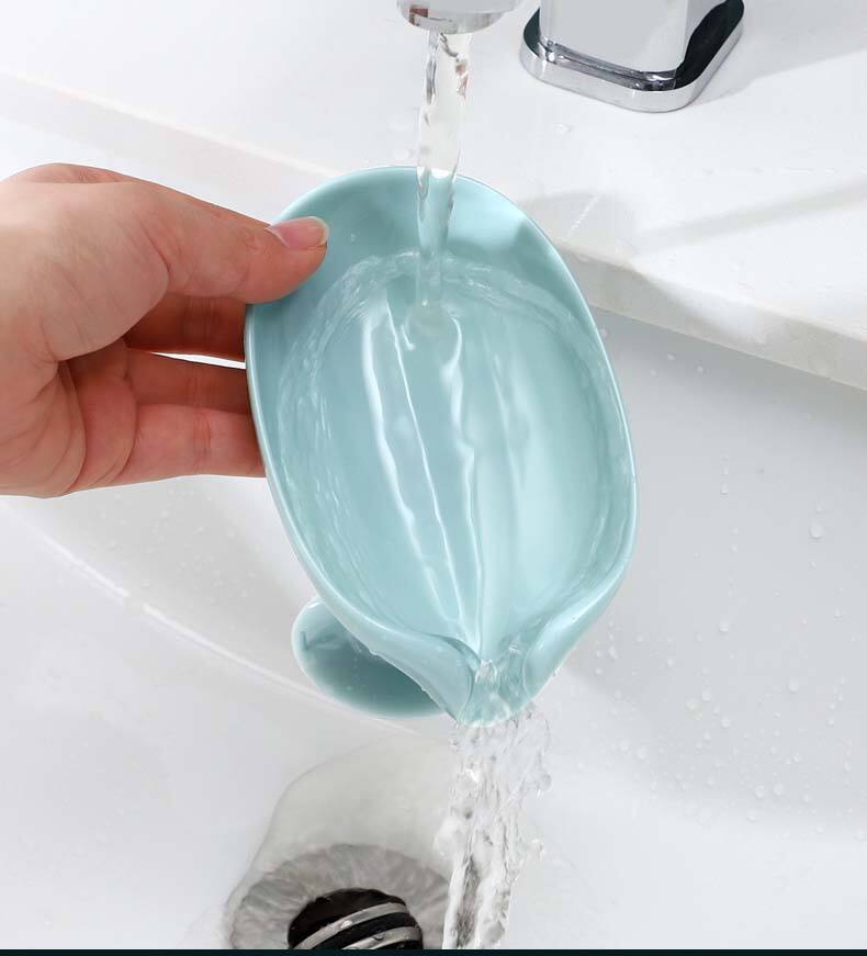 Soap shelf household perforation-free suction cup type leaf drain soap rack no water storage artifact supplier