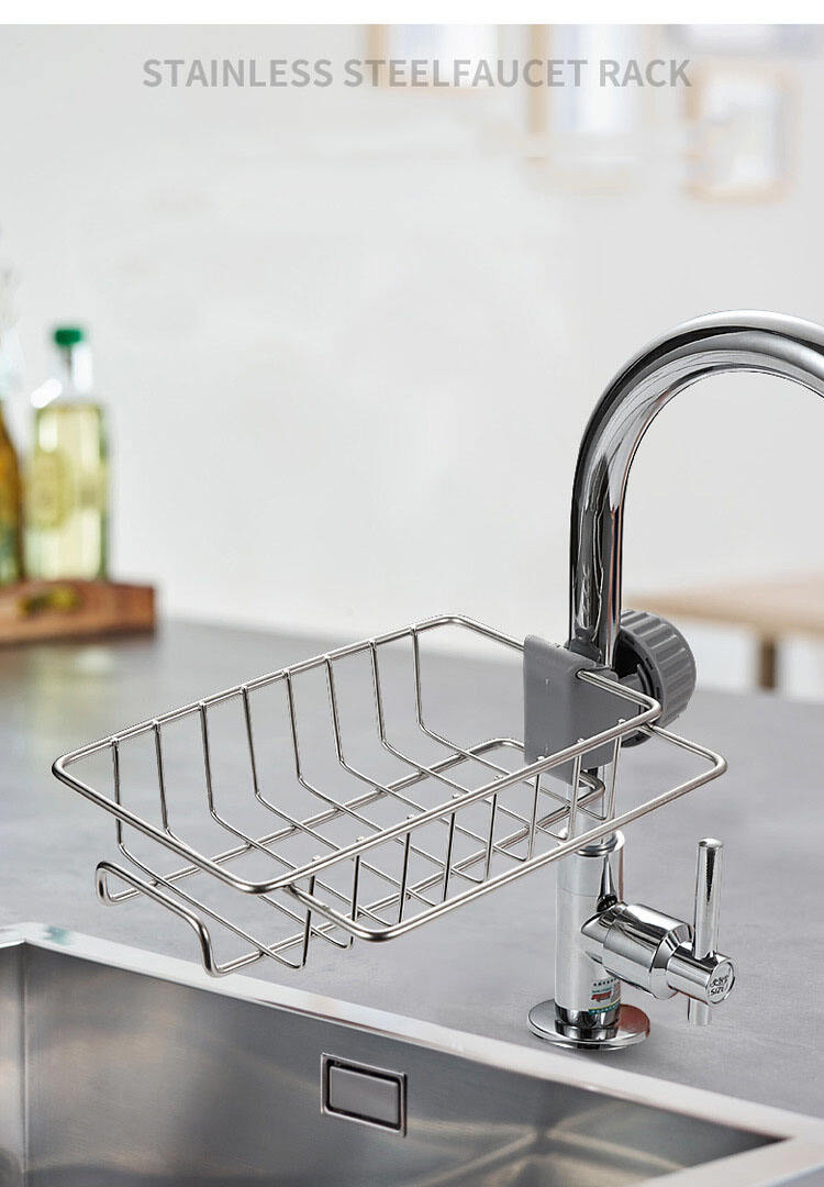 Household kitchen faucet shelving sink sponge drain basket Bathroom supplies Toilet storage rack free of drilling details