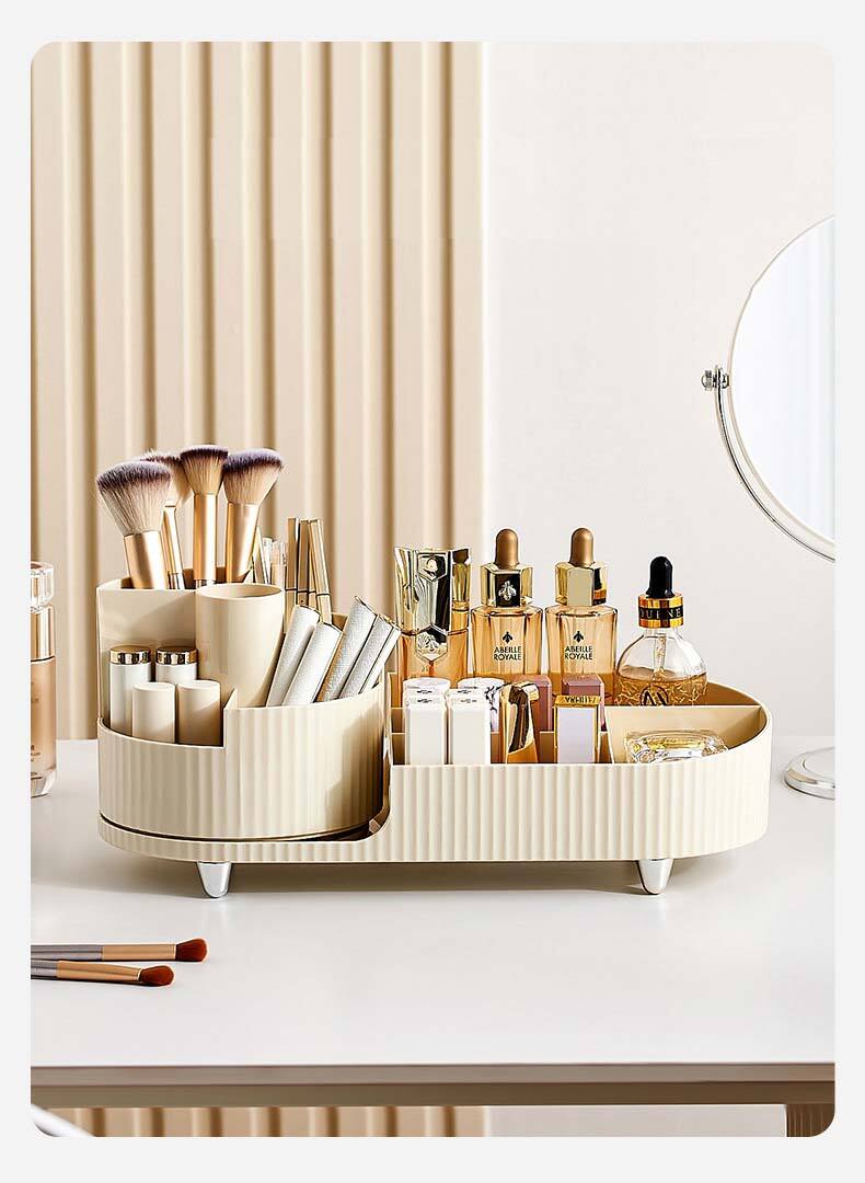 Boîte de rangement pour cosmétiques, porte-stylo rotatif, table de vanité, bureau, grande capacité, pinceau de maquillage, rouge à lèvres, fard à paupières, poudre, étagère, usine