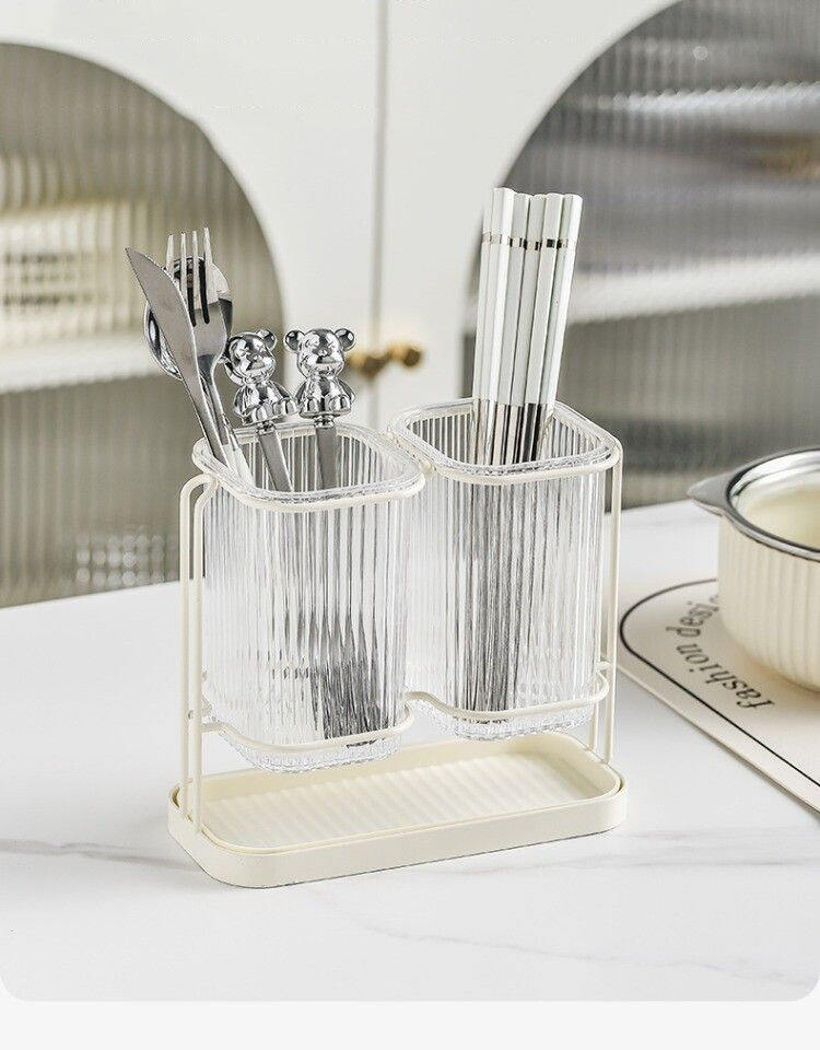 Transparent simple light luxury chopsticks drum wall hanging drain shelving chopsticks storage box kitchen supplier