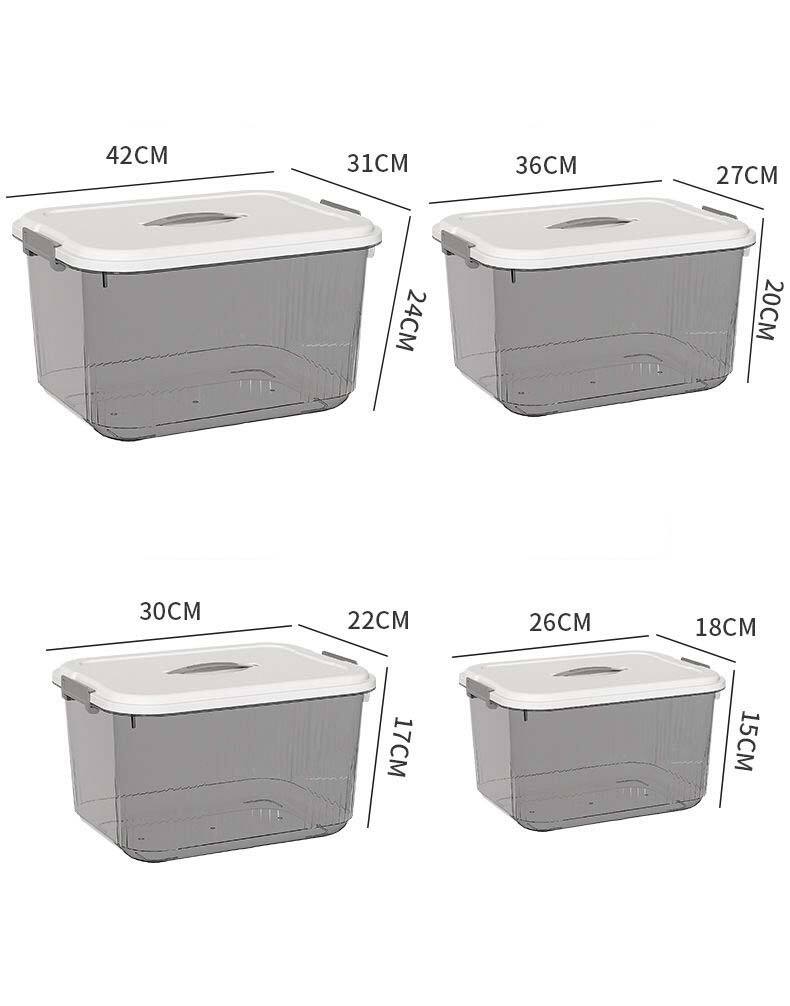 Boîte de rangement transparente, boîte de rangement en plastique surdimensionnée pour la maison, organisateur d'articles divers, jouets, chargement de vêtements, détails de stockage multifonctionnels