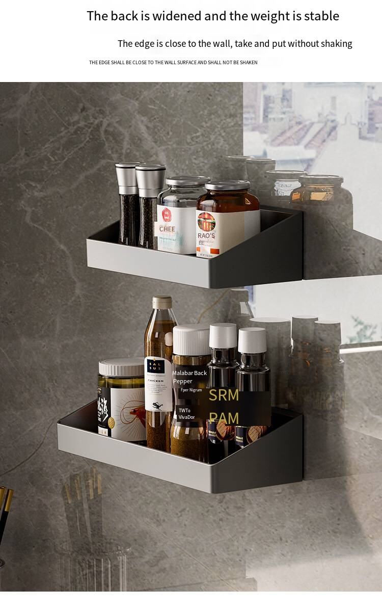 Kitchen shelving seasoning rack household wall hanging perforation-free multi-layer seasoning storage rack on the wall supplier