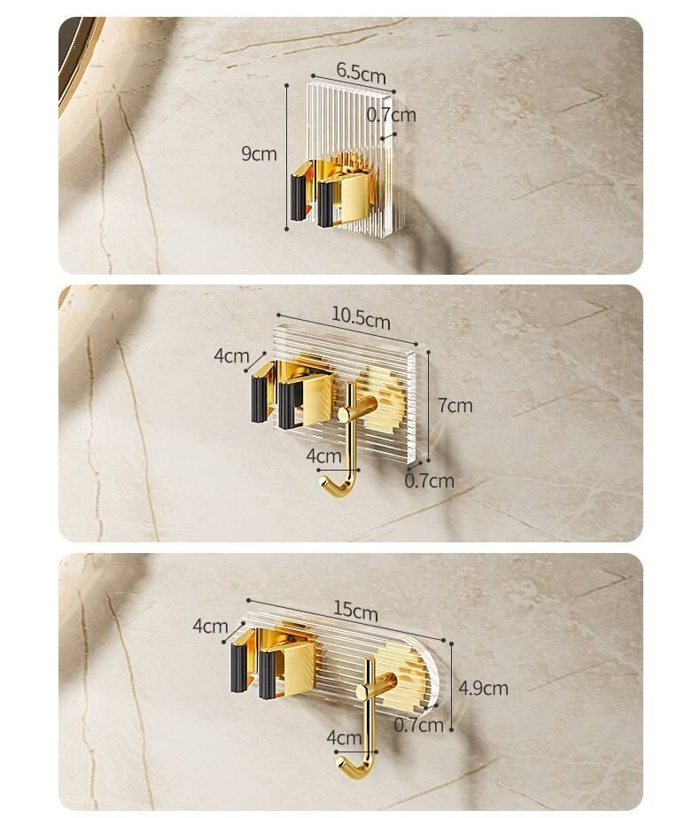 Light luxury mop wall hanging rack hook free punching mop broom dustpan fixed rack acrylic toilet bathroom factory