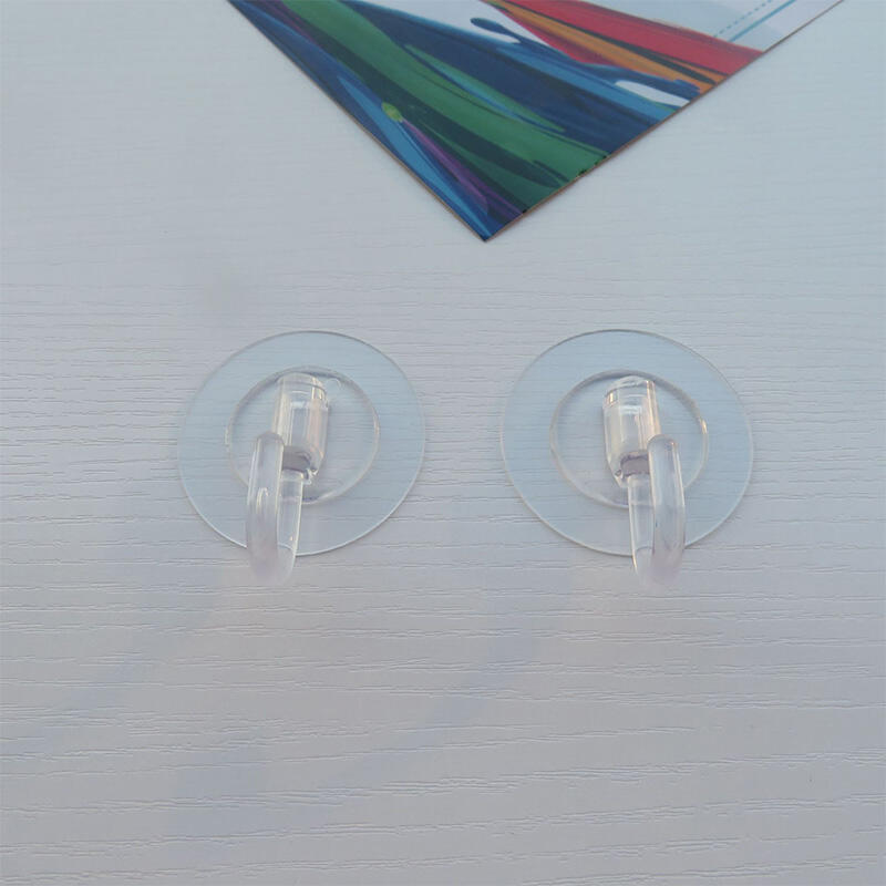 Round crystal hook U-shaped hook Transparent seamless suction cup hook PC plastic hook Transparent wall hook