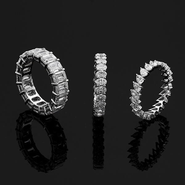 Anel de eternidade com diamante sintético