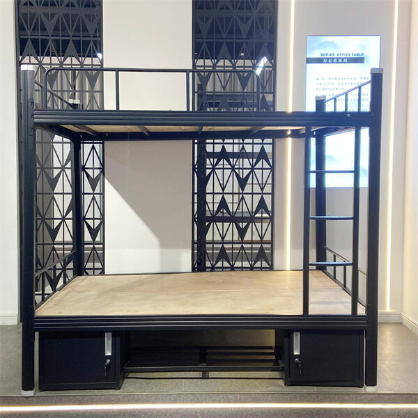 हॉस्टल्स और कैंपों में मजबूत उपयोग के लिए काला मेटल बंक बेड