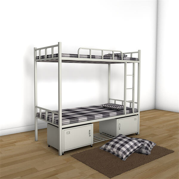 ट्रंडल के साथ सफेद मेटल बंक बेड