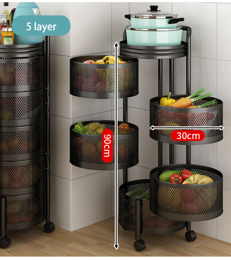 Morgie 2023 saving space Hot Selling Bathroom Storage round Rack rotating racks movable for kitchen details