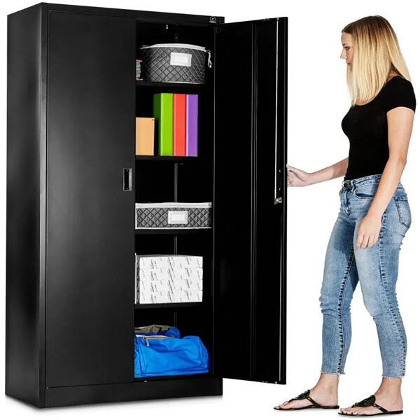 Minimalist design meets edgy aesthetic in black metal wall cabinets