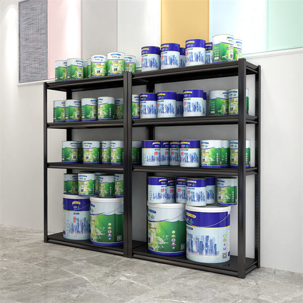 Efficiently store your belongings on spacious metal shelves.