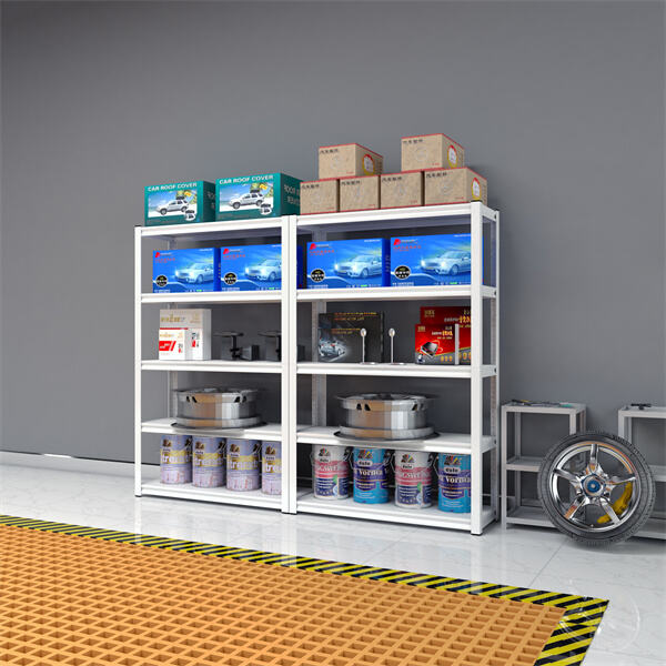 टायर्ड मेटल शेल्फ जो बनाया गया है लैस के लिए