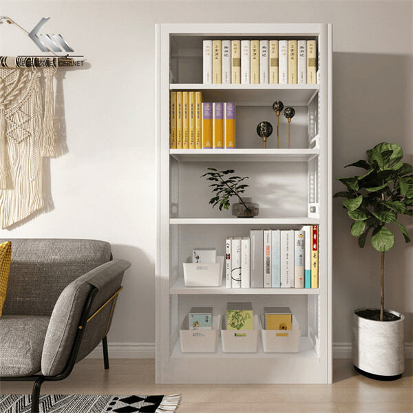 आपकी प्रिय पुस्तक संग्रह के लिए विचारपूर्ण खुला शेल्फिंग।