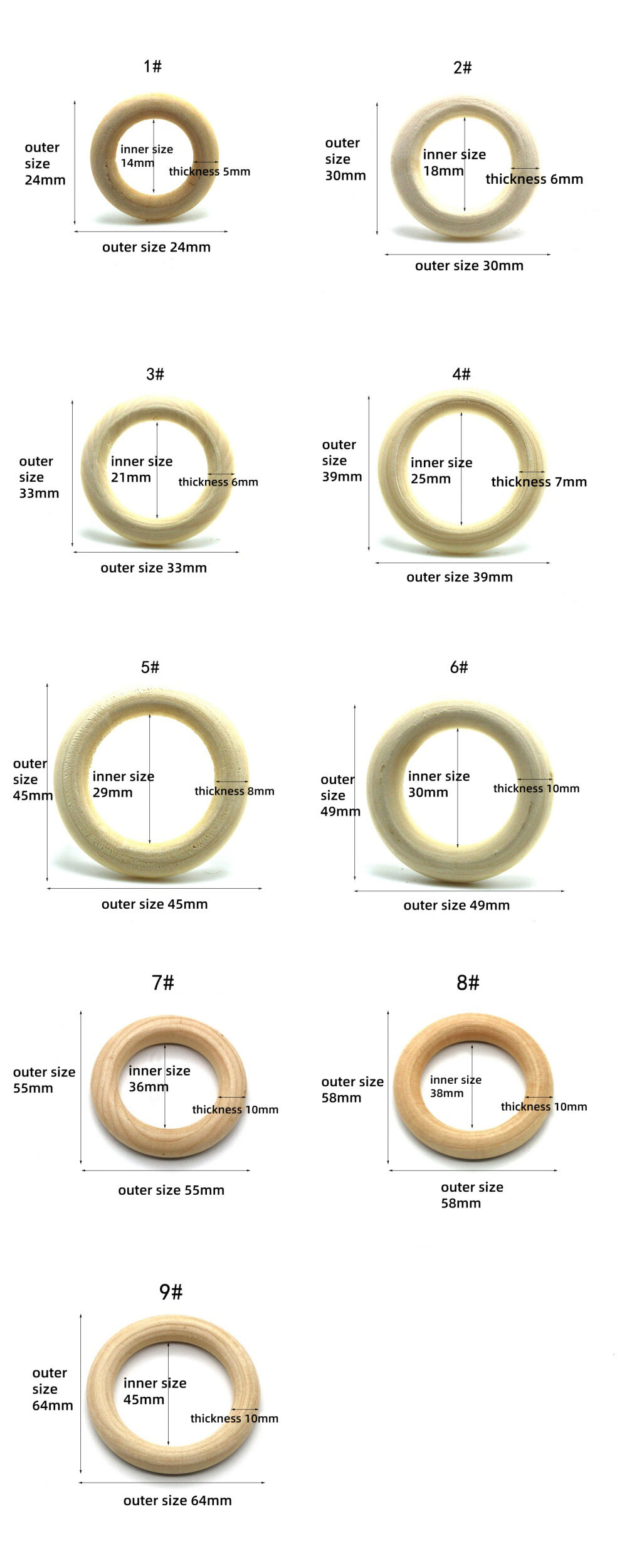 Garment Accessories Round Swimsuit Wooden O-ring Bikini Connectors Decoration Wood Ring