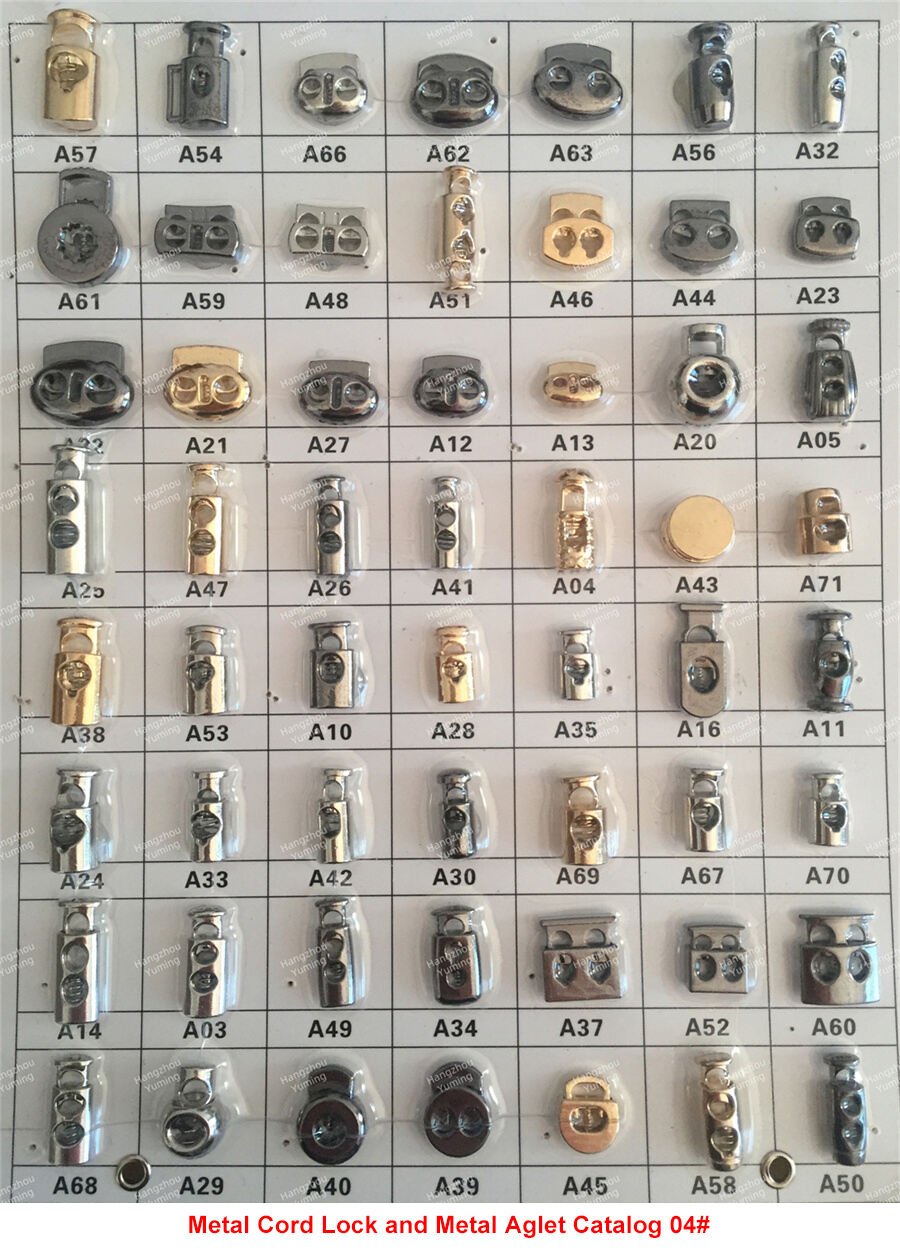 Metal cord lock and metal aglet catalog