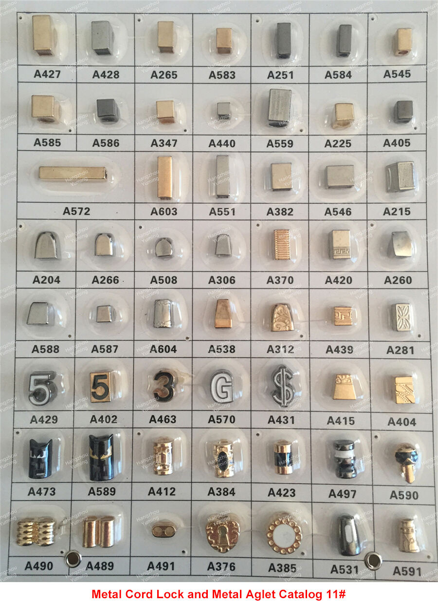 Metal cord lock and metal aglet catalog