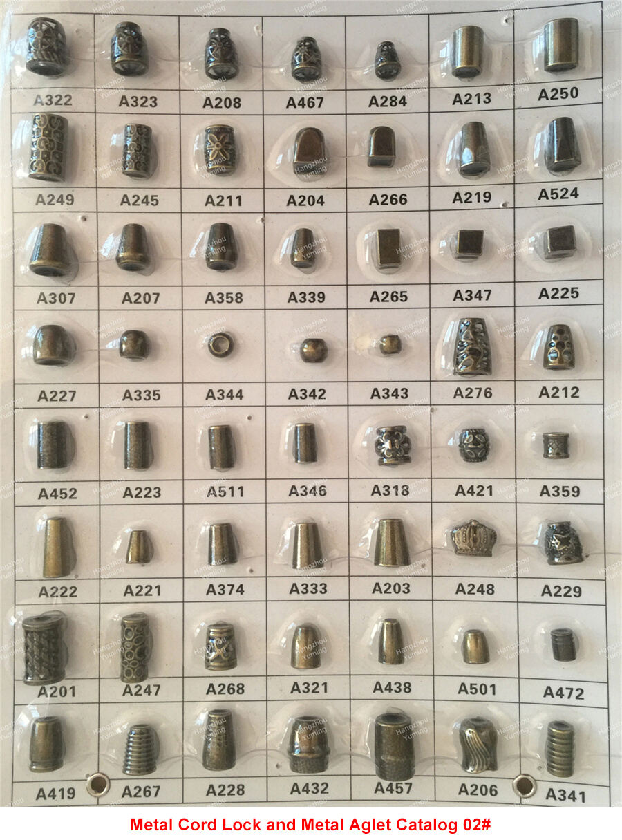 Metal cord lock and metal aglet catalog