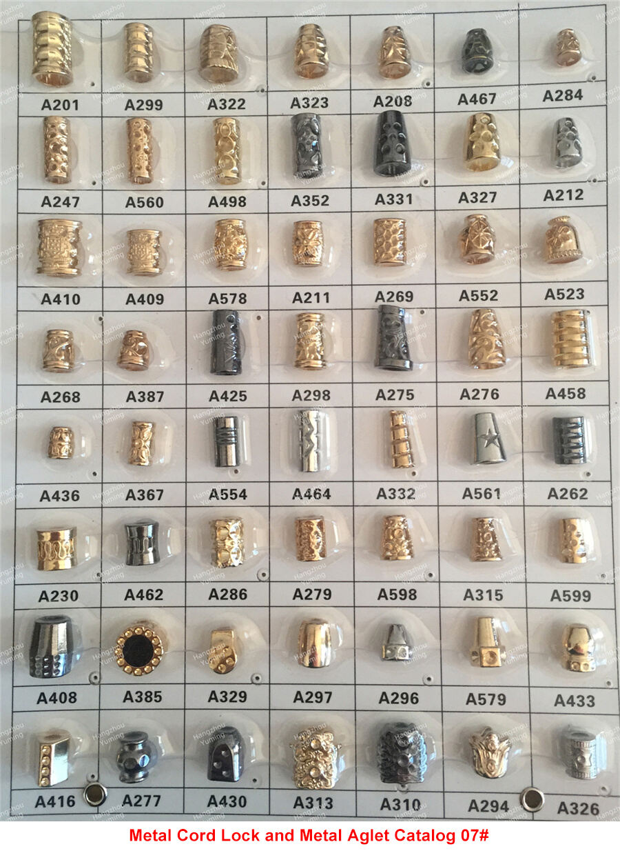 Metal cord lock and metal aglet catalog