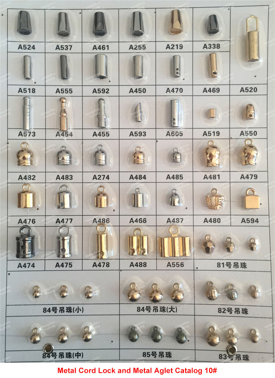 Metal cord lock and metal aglet catalog