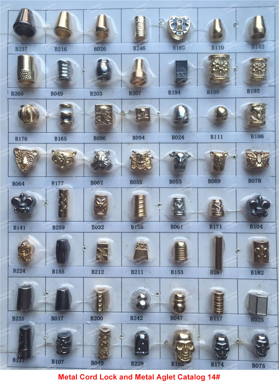 Metal cord lock and metal aglet catalog