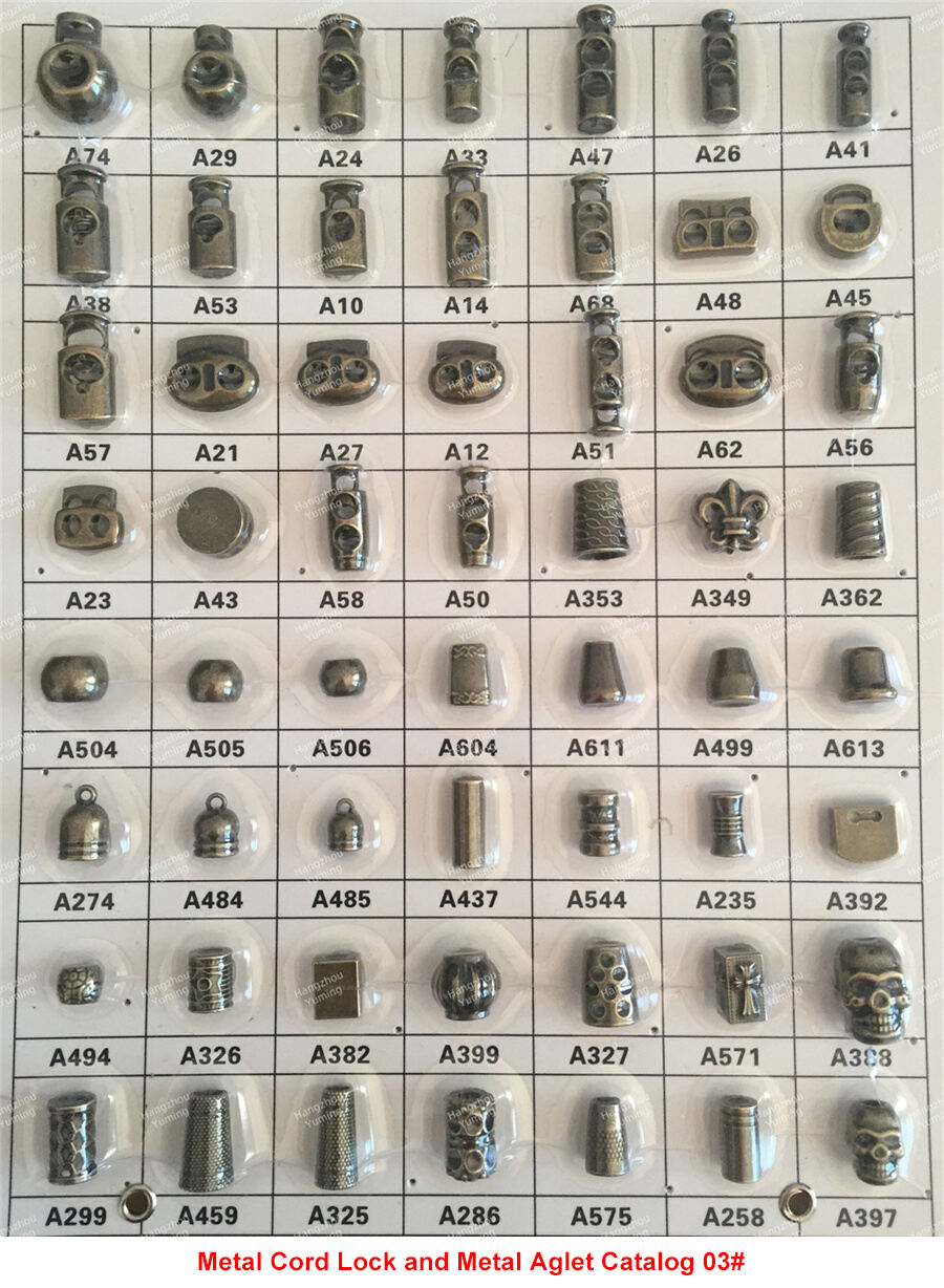 Metal cord lock and metal aglet catalog