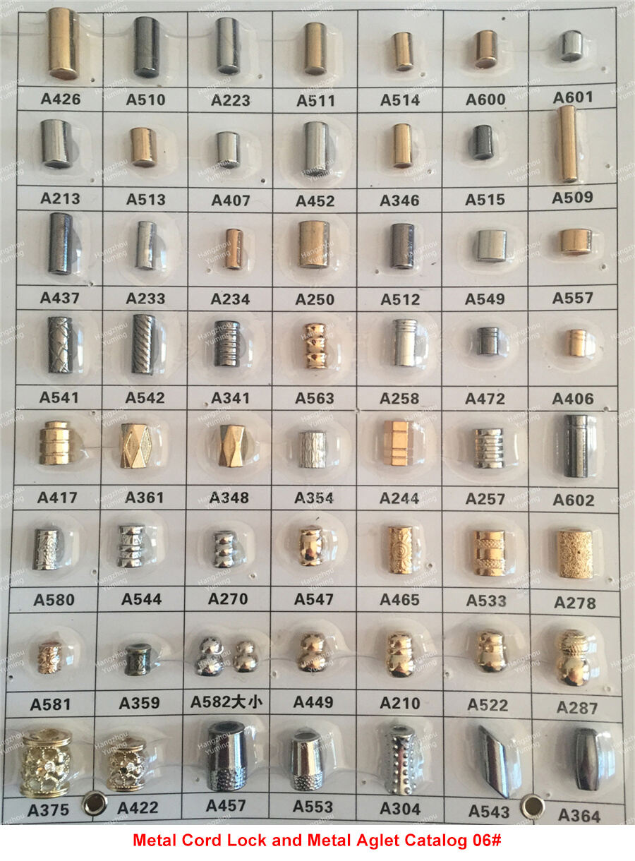 Metal cord lock and metal aglet catalog