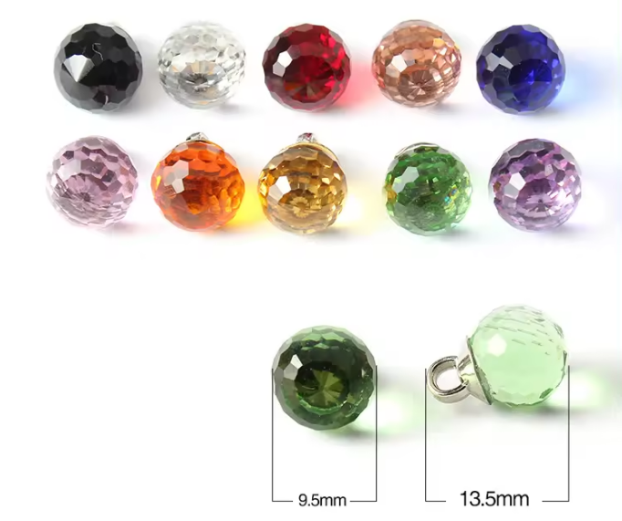 Ball Shape 9.5mm Metal Glass Crystal Shank Button For Shirt manufacture