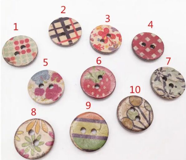 painted print wooden button