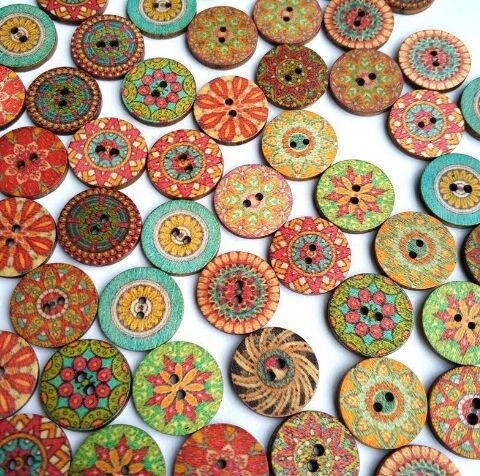 mixed colorful painted 2 holes wooden button