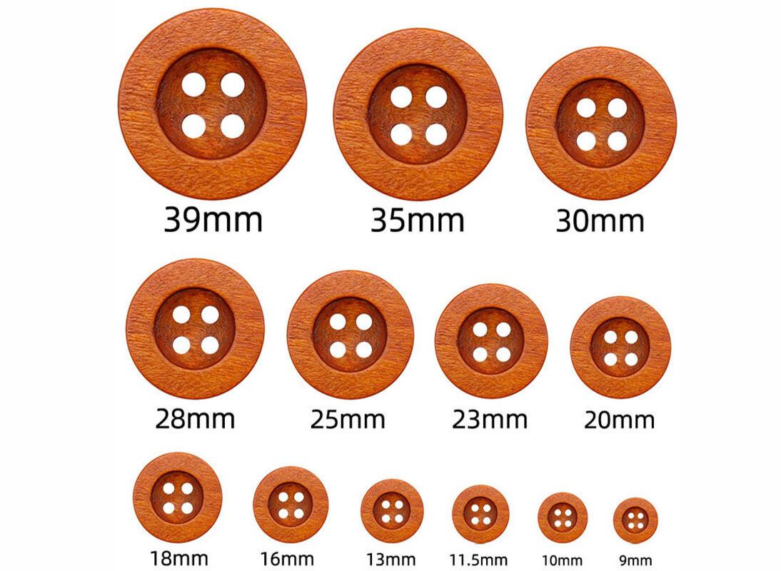 Wide edge 4 holes colored wood buttons for clothes supplier