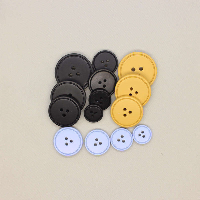 Custom logo 3 holes sew round resin plastic shirt buttons for clothes