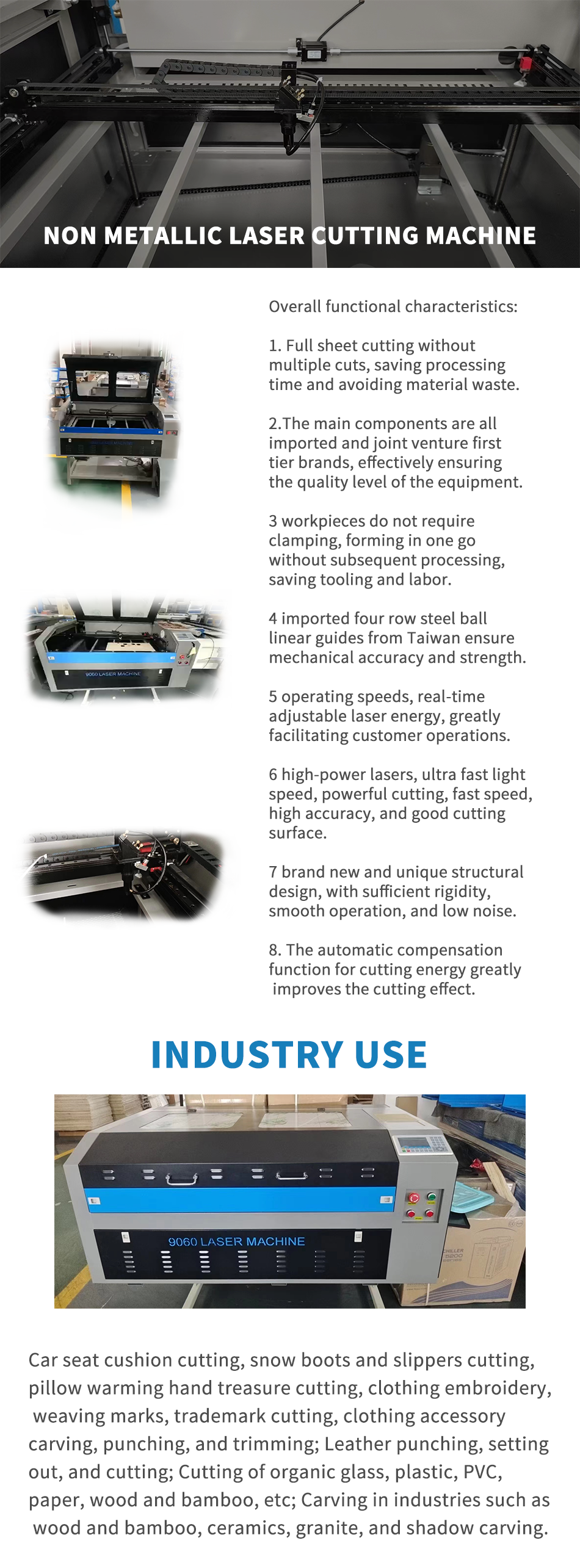 9060 1390 Wood Acrylic Leather Laser Cutter Machine 80W 100W 150W Co2 Laser Cutting Machine for Non-metal details