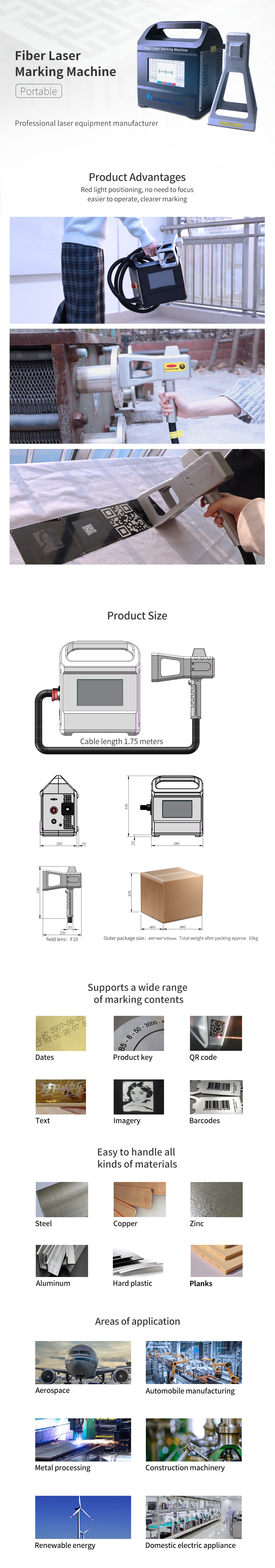 Small Handheld Laser marking machine 20W 30W 50W portable mini laser engraving machine for barcode/ serious number details