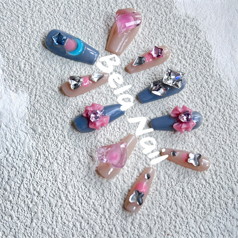 โลงศพขนาดกลาง sweet mocha diamond cute candy handmade กดบนเล็บ