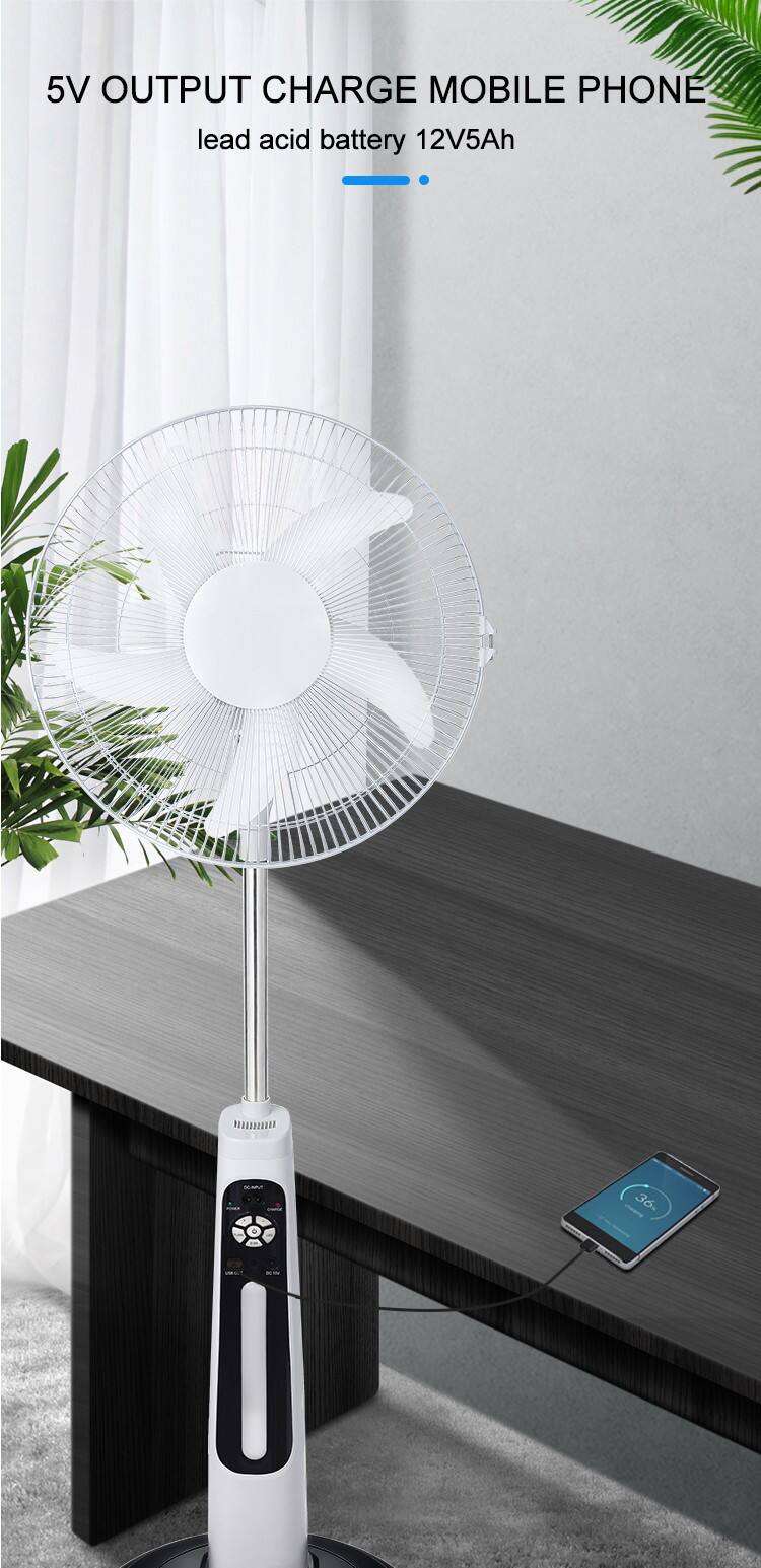 LD-300A China factory 16inch 18inch 12v solar stand fan ac dc fan solar rechargeable fan with solar panel USB charge and LED light factory