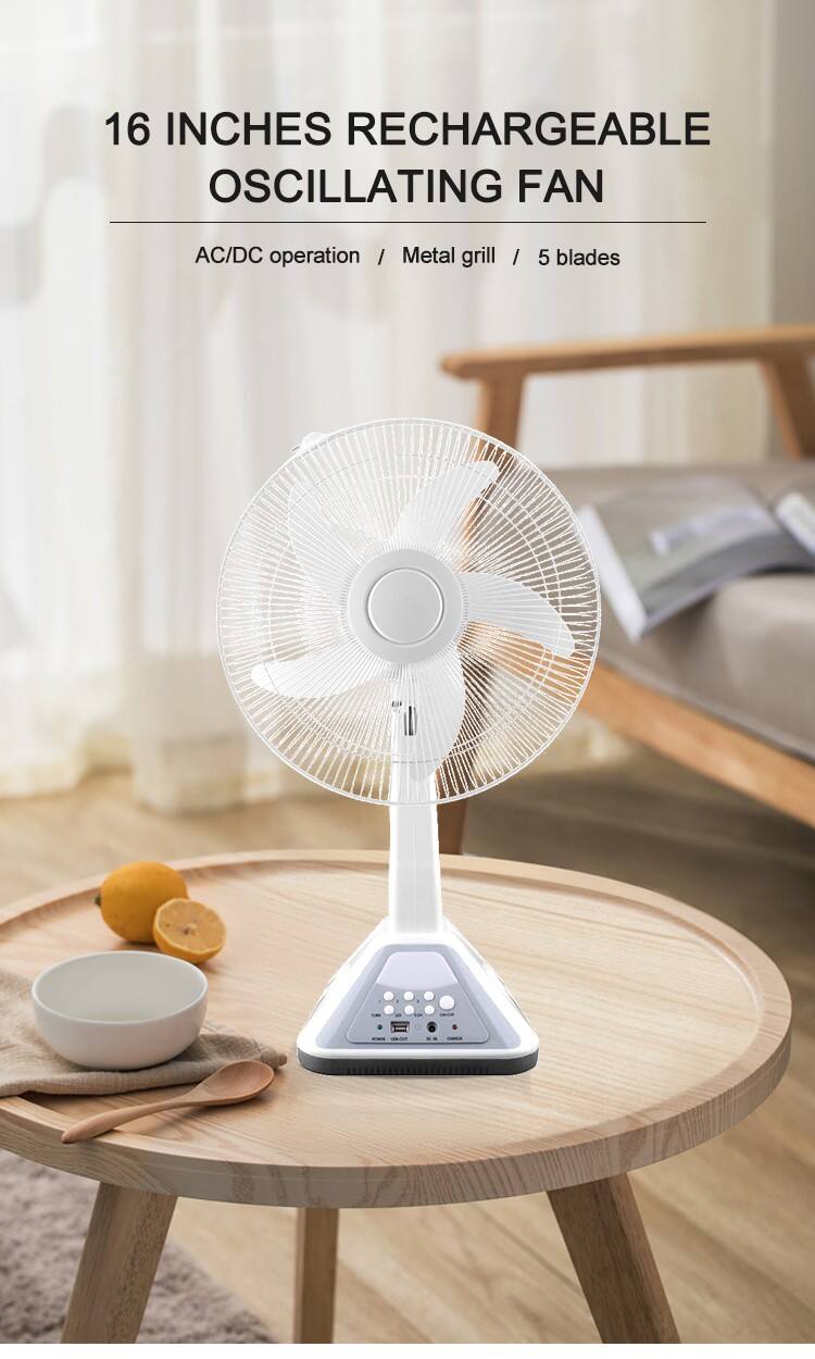 Custom Home Rechargeable Led Light Fan DC 16 Inch Solar Standing Electric Fan manufacture