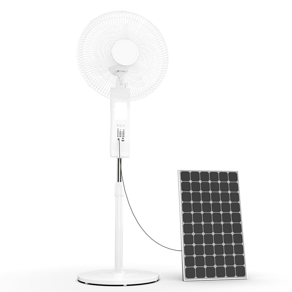 LD-3616 wholesale high quality 12V battery solar rechargeable fan with led light solar panel and Remote Control
