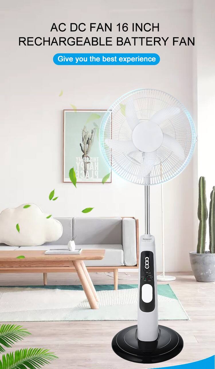 16 Inches 5 Blades Rechargeable Stand Fan Portable Solar Power Electric Rechargeable Solar Floor Fan details