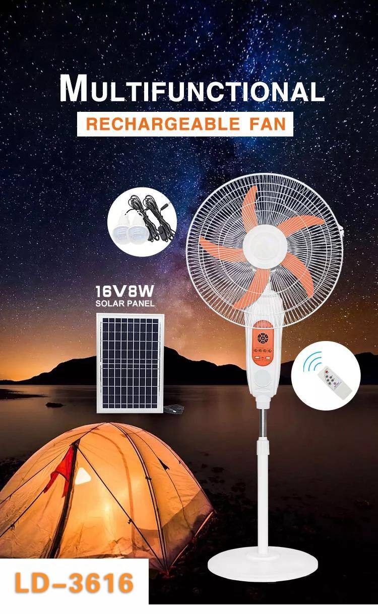LD-8816 16 Inch Hot Sales ACDC Rechargeable Solar Electric Floor Stand Fan Remote Control Emergency Fan for Home and Outdoor manufacture